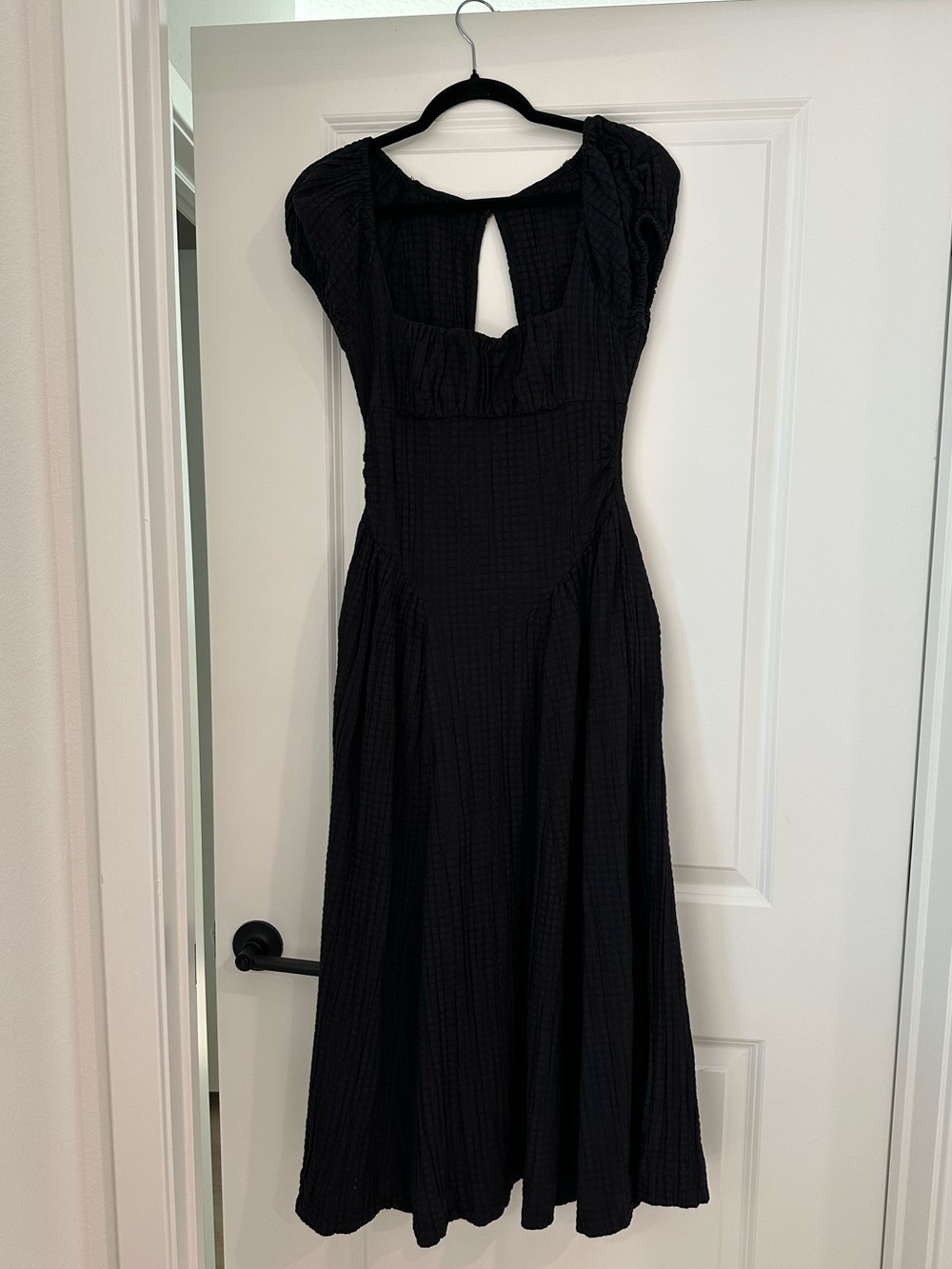 Free People Black Midi Dress with Keyhole Detail